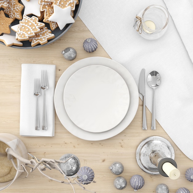 食器類とクリスマステーブルの装飾