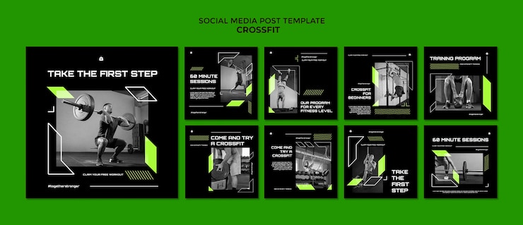 Бесплатный PSD шаблон постов в instagram для кроссфита