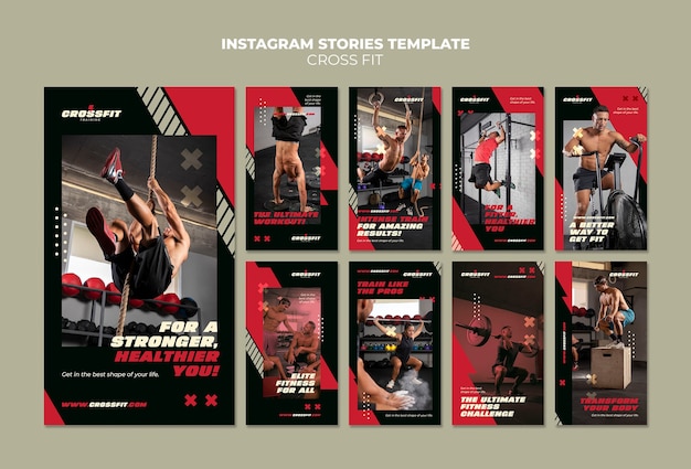 PSD gratuito modello di storie di instagram di design incrociato