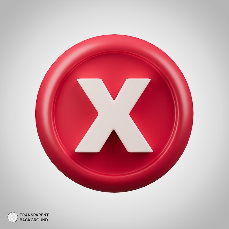 Free PSD cross mark icon isolated 3d render illustration