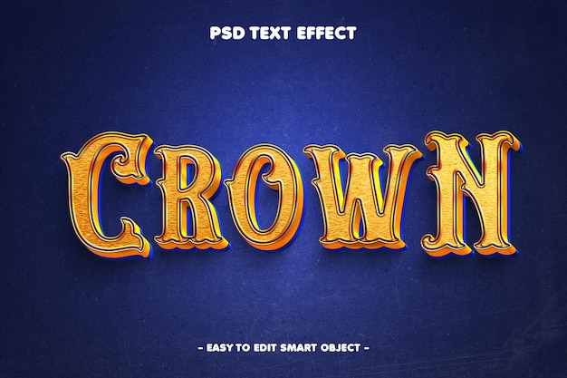 Crown elegent gold style text effect