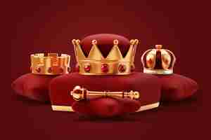 Free PSD crown on pillow monarchy still life