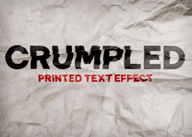 Free PSD crumpled printed text effect