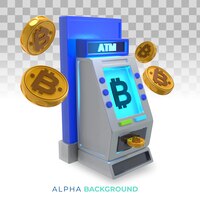 免费PSD加密货币atm(自动柜员机)。三维演示