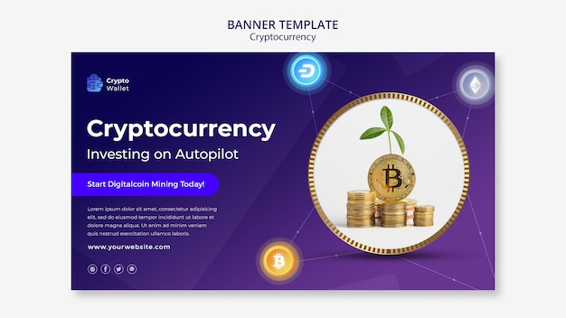 Cryptocurrency banner design template