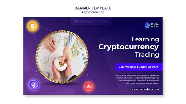 Cryptocurrency banner design template
