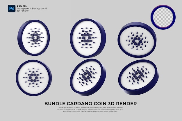 Пакет криптовалюты cardano 3d render