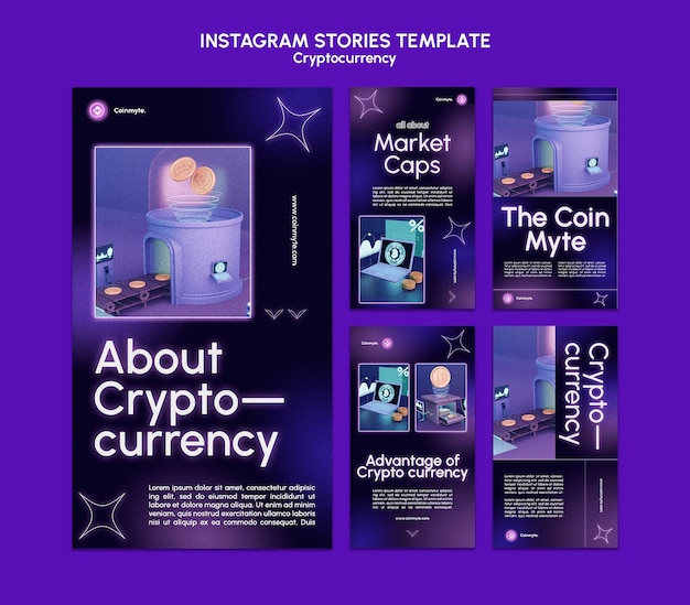 PSD gratuito modello di progettazione di criptovaluta di storie insta