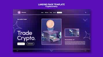 Free PSD cryptocurrency design template of landing page
