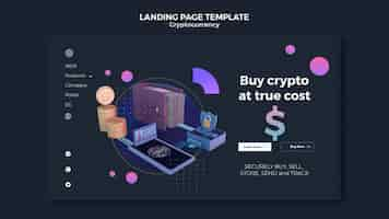 無料PSD ランディングページの暗号通貨デザインテンプレート