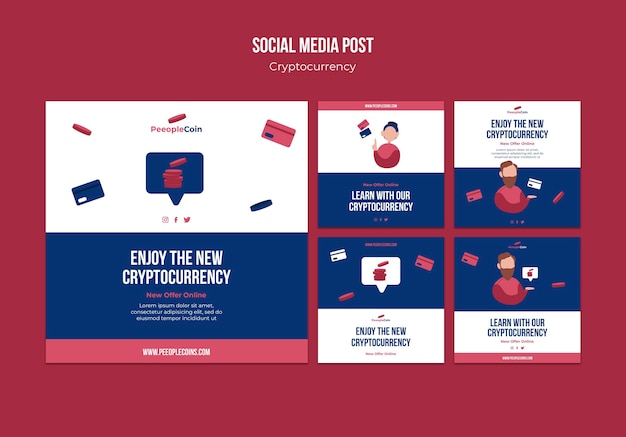 PSD gratuito modello di progettazione di criptovaluta di post sui social media