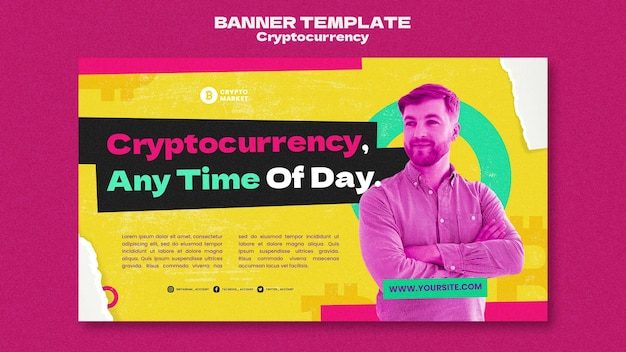 Cryptocurrency horizontal banner template