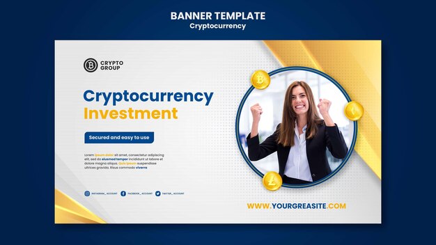 Cryptocurrency horizontal banner template