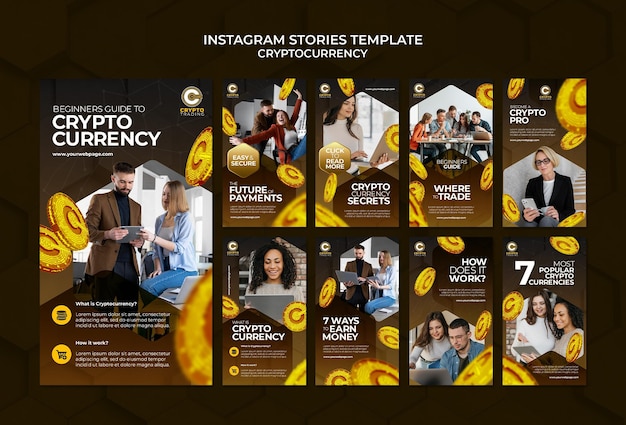 PSD gratuito progettazione del modello di storie di instagram di criptovaluta