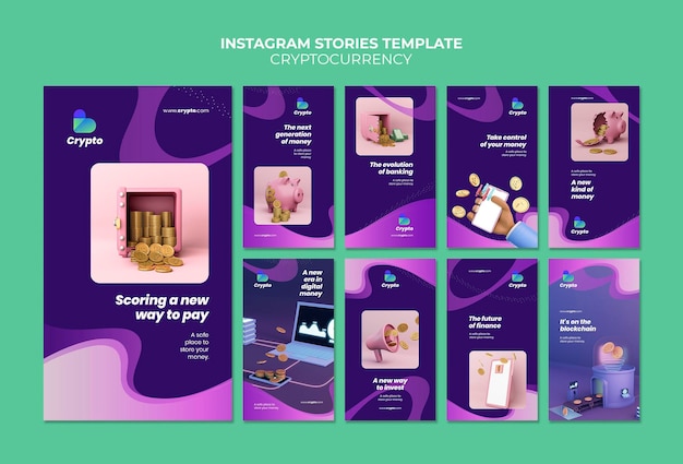 Modello di storie di instagram di criptovaluta