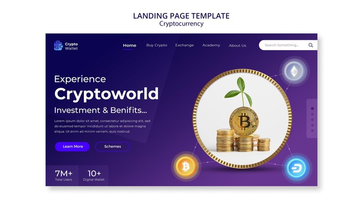 मुफ़्त PSD cryptocurrency landing page design template
