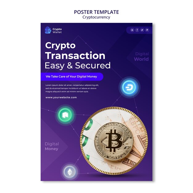 Free PSD cryptocurrency poster design template