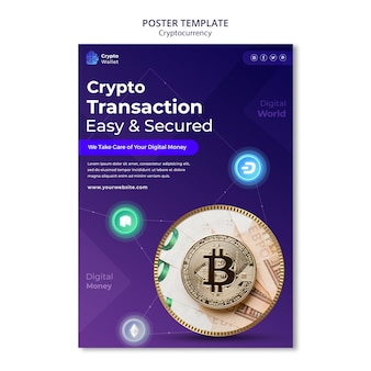 Cryptocurrency poster design template