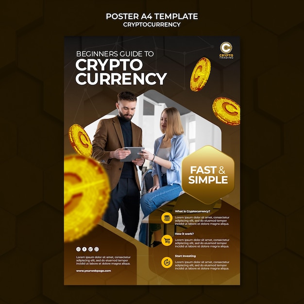 PSD gratuito design del modello di poster di criptovaluta