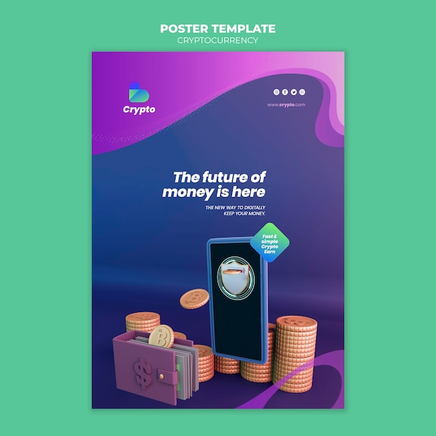 Free PSD cryptocurrency poster template
