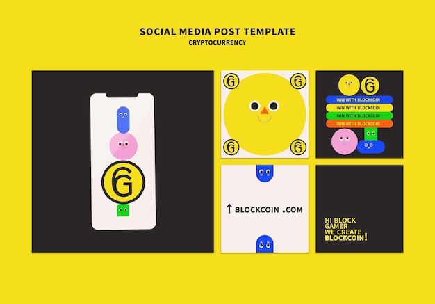 Cryptocurrency social media post template design