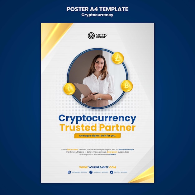 Free PSD cryptocurrency vertical print template