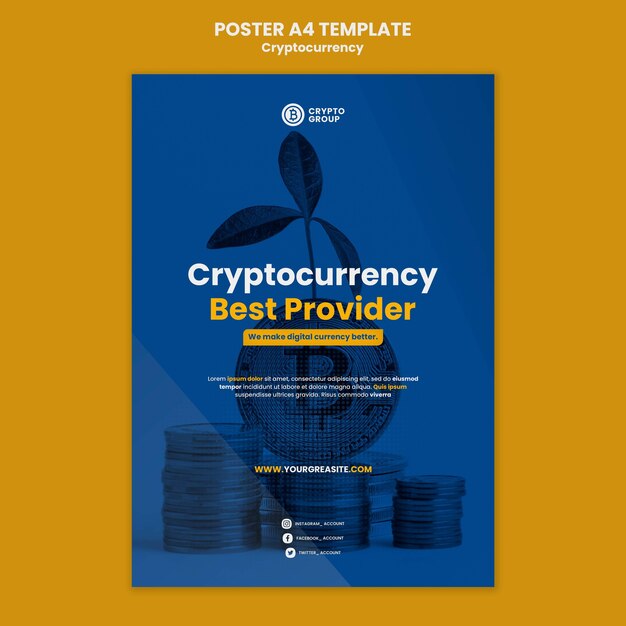 Free PSD cryptocurrency vertical print template