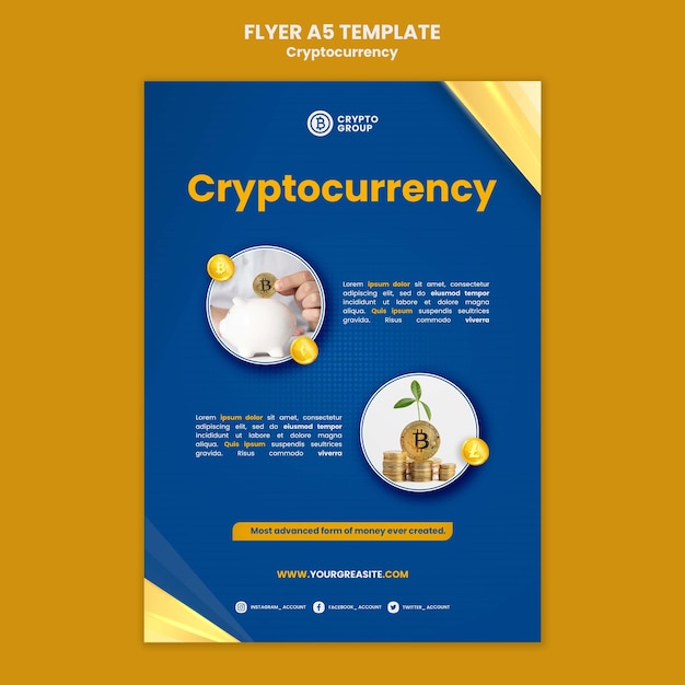 Cryptocurrency vertical print template