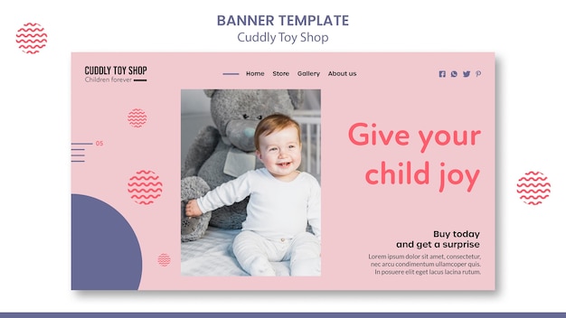 Cuddly toy shop banner template design