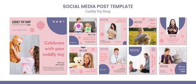 Free PSD cuddly toy shop social media posts