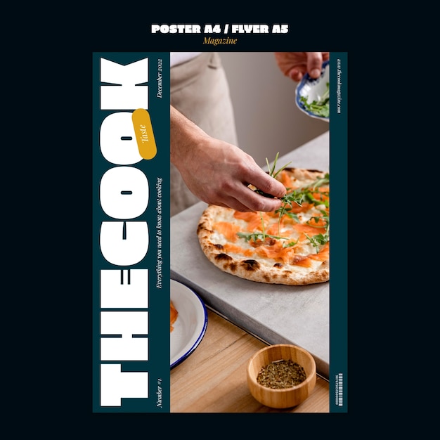 無料PSD 料理と料理の縦型ポスター テンプレート