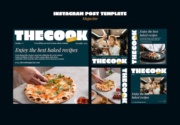 Free PSD cuisine and cook instagram posts collection