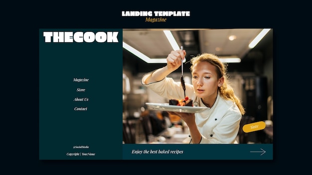 PSD gratuito modello di landing page per cucina e cuoco
