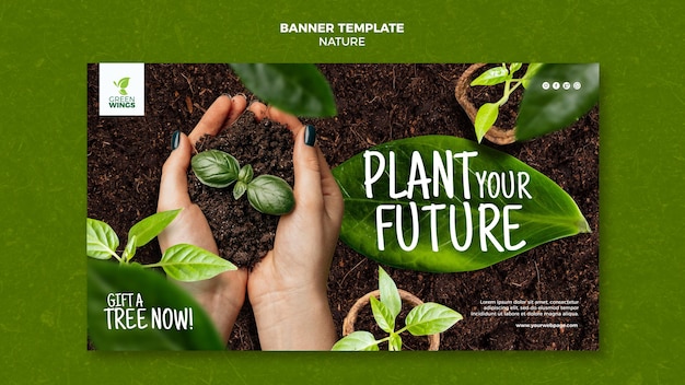 Free PSD cultivating plants banner template
