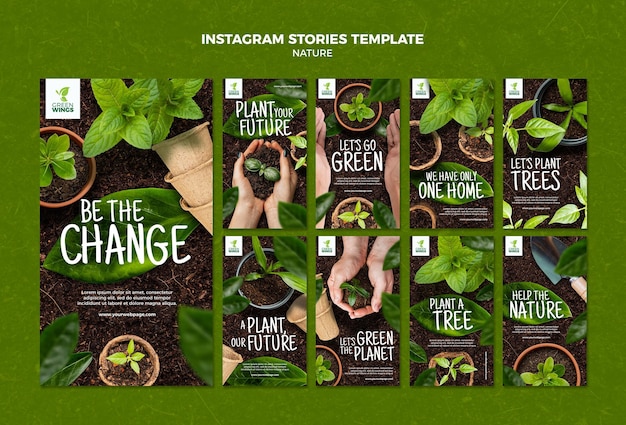 Free PSD cultivating plants instagram stories