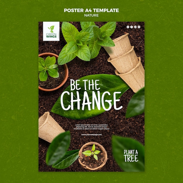 Free PSD cultivating plants poster template