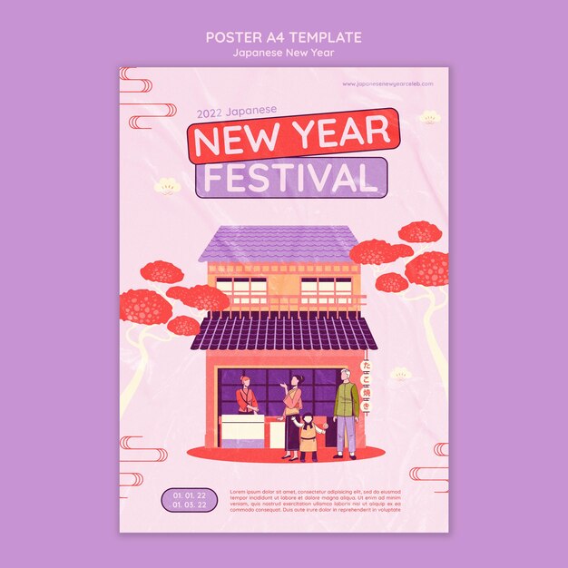 Cultural japanese new year print template