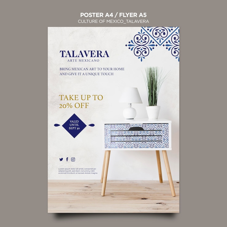 Free PSD culture of mexico talavera poster template