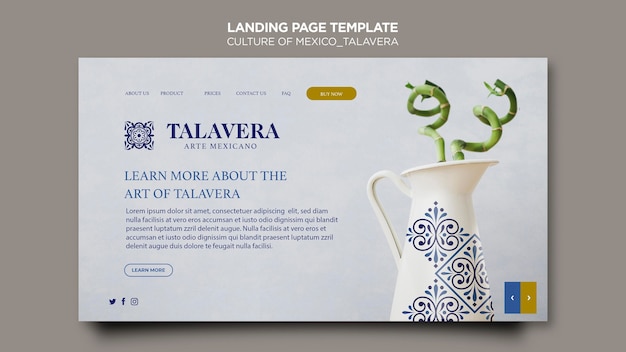 無料PSD メキシコの文化タラベラランディングページ
