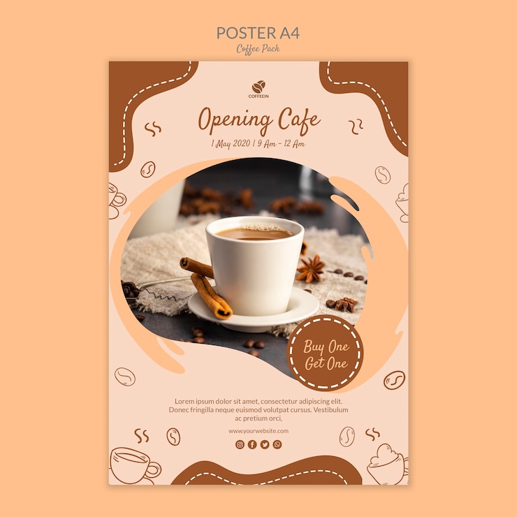 Free PSD cup of coffee poster print template