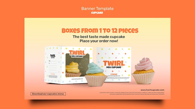 PSD gratuito modello di progettazione banner cupcake