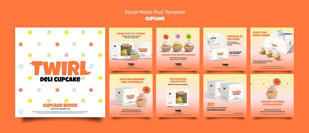 Modello di progettazione di post di instagram per cupcake