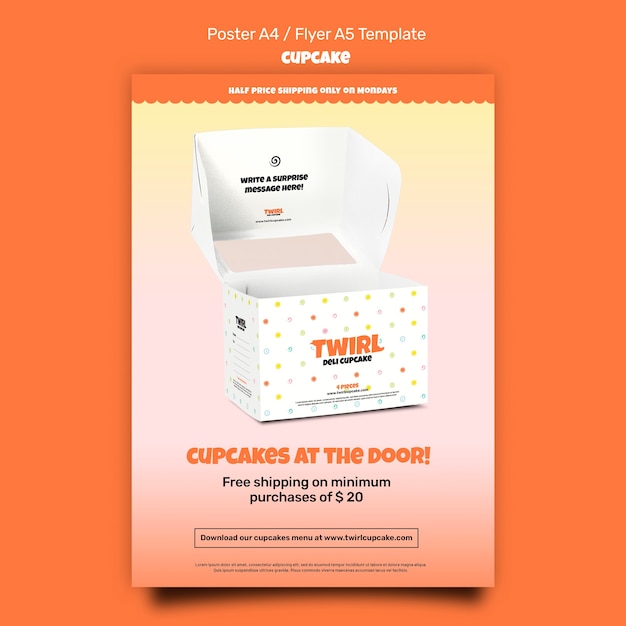 Cupcake poster or flyer design template free PSD, download for PSD, free to download, free PSD, download free PSD