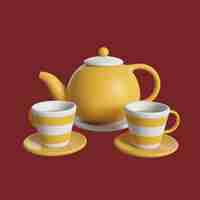 Free PSD cups and teapot  autumn icon