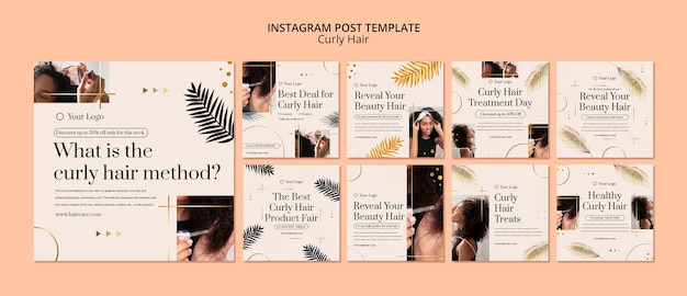 PSD gratuito modello di post di instagram per capelli ricci