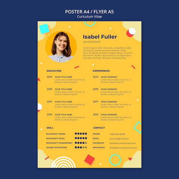 Free PSD curriculum vitae template