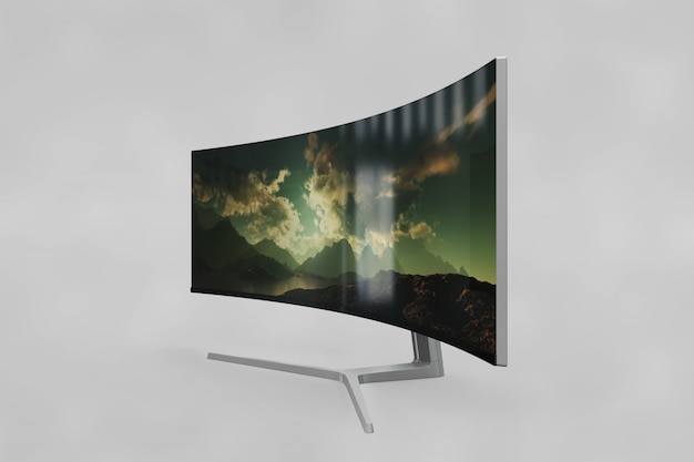 Free PSD curved tv mockup