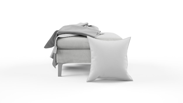 Free PSD cushion in gray color and scraps of cloth isolated