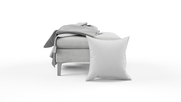 Cushion in gray color and scraps of cloth isolated