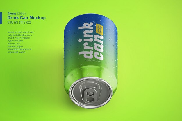 Download Premium Psd Metallic Drink Can With Condensation Mockup